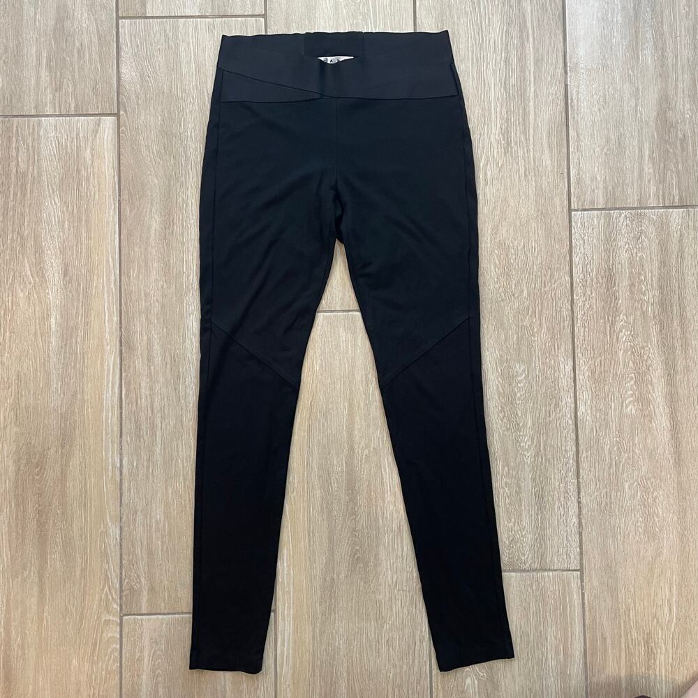 Cabi Ponte Pants Womens S Black Crossover Waist Skinny Pull On Stretch Leggings